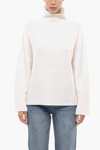 Pullover a Collo Alto in Cashmere Jacquard