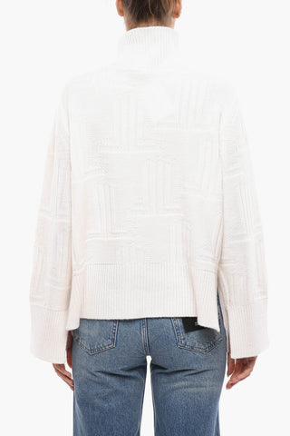 Pullover a Collo Alto in Cashmere Jacquard