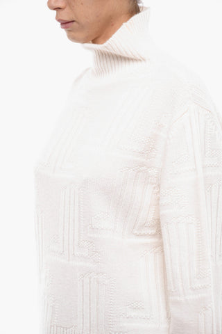 Pullover a Collo Alto in Cashmere Jacquard