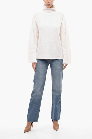 Pullover a Collo Alto in Cashmere Jacquard