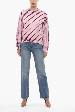 Crew Neck Tie Dye Brushed Cotton Sweatshirt