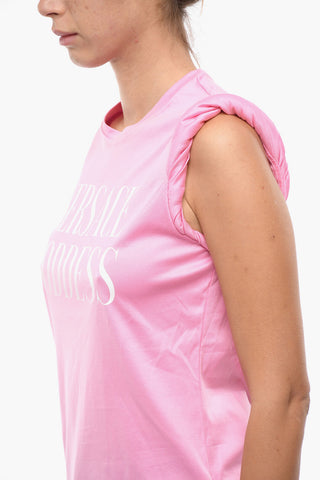 T-Shirt Girocollo GODDESS in Cotone con Manica Arricciata