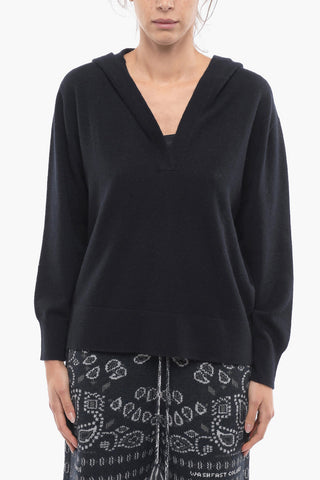 Cashmere Hoodie Sweatshirt with V-neckline