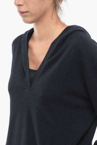 Cashmere Hoodie Sweatshirt with V-neckline