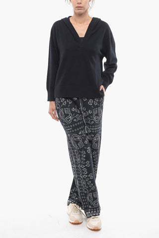 Cashmere Hoodie Sweatshirt with V-neckline