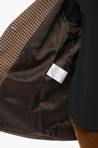 Houndstooth Wool Blend Blazer with Patch Pockets