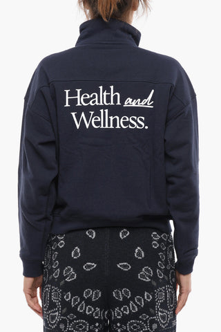 Half Zipped Mock Neck Cotton Sweatshirt