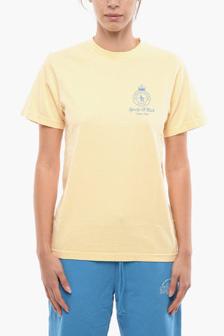 Solid Color Crew-neck T-Shirt with Printed Logo