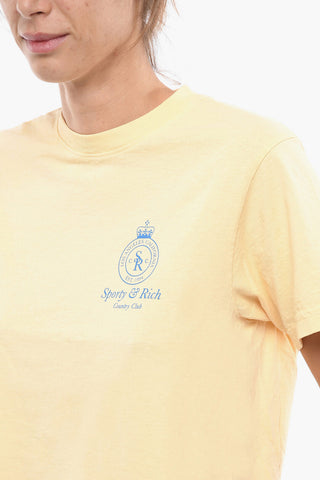 Solid Color Crew-neck T-Shirt with Printed Logo