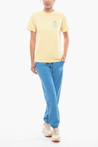 Solid Color Crew-neck T-Shirt with Printed Logo