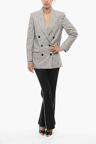 Lined Double Breasted Blazer With Flap Pockets