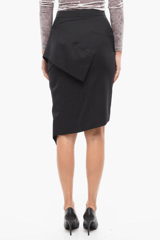 Asymmetrical Wool Longuette with Decorative Zip