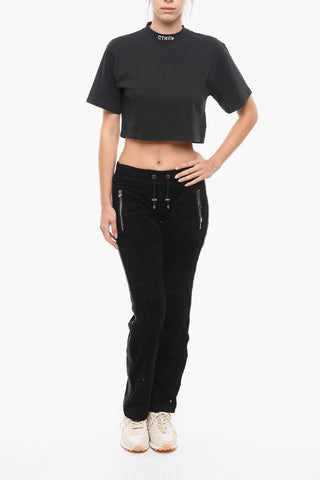 Crop Top CTNMB in Cotone con Logo Ricamato