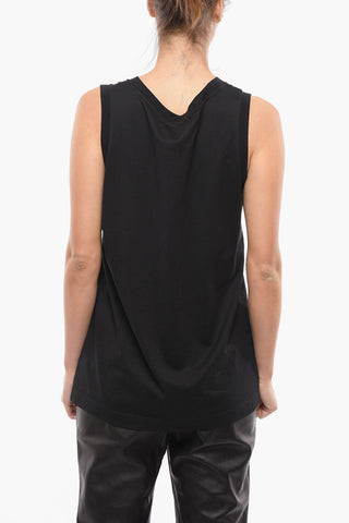 Cotton Tank Top with Jewel Logo Details