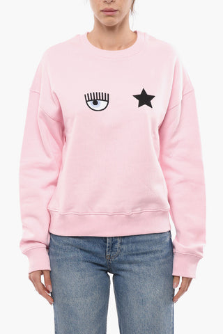Crew Neck EYE STAR Fleece Cotton Sweatshirt