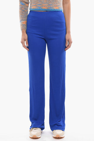 High Waist Ribbed Straight Fit Pants