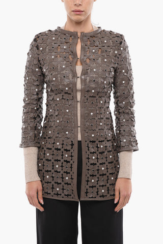 Soprabito in Sheer con Applicazioni in Pelle a Rilievo