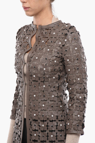 Soprabito in Sheer con Applicazioni in Pelle a Rilievo