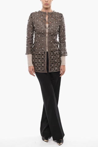 Soprabito in Sheer con Applicazioni in Pelle a Rilievo