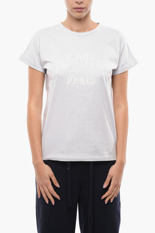 T-Shirt Girocollo in Cotone con Logo Faded