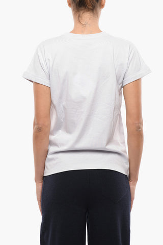 T-Shirt Girocollo in Cotone con Logo Faded