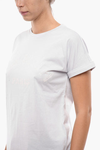 Crew Neck Cotton T-Shirt with Faded Logo