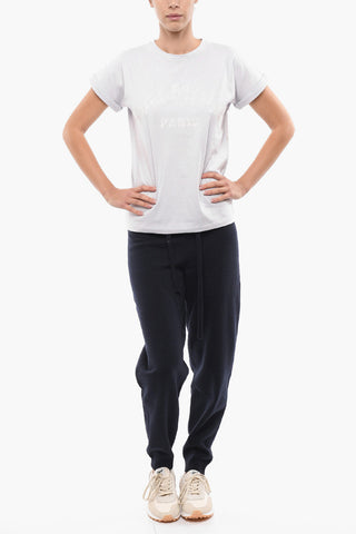 T-Shirt Girocollo in Cotone con Logo Faded