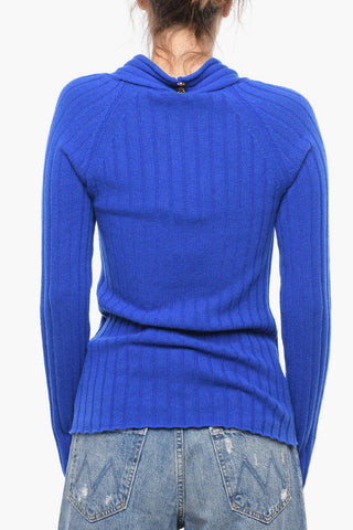 Knotted Ribbed Pullover with Cut-out