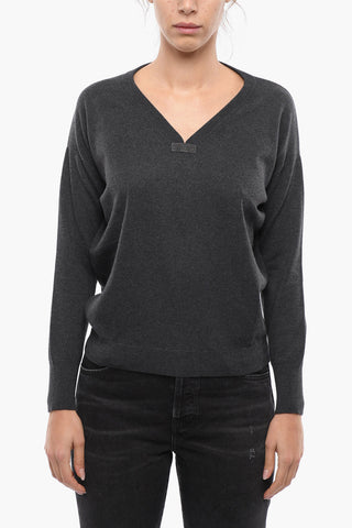 Maglia Oversized in Cashmere con Scollo a V