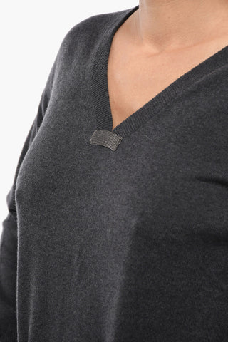 Maglia Oversized in Cashmere con Scollo a V