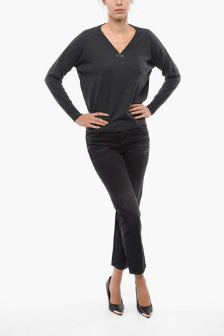 Maglia Oversized in Cashmere con Scollo a V