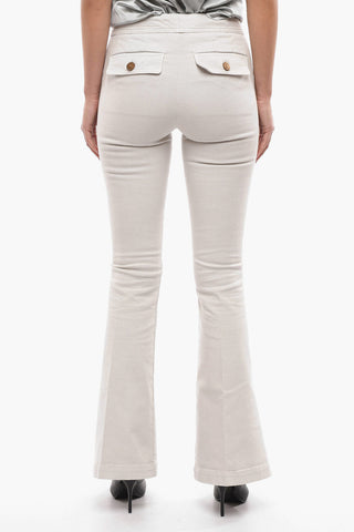 Cotton Twill Boot Cut ANAIS Pants with Golden Buttons