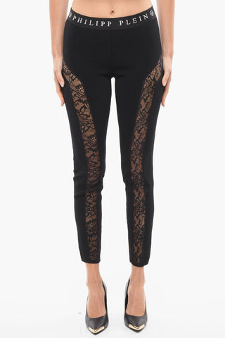 Leggings CONTRAST con Inserti in Pizzo e Elastico Logato