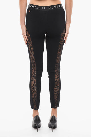 Leggings CONTRAST con Inserti in Pizzo e Elastico Logato