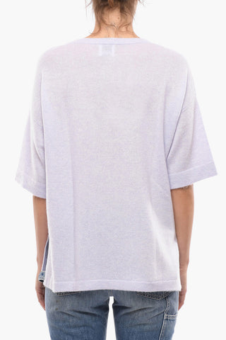 Maglia Collo a V Oversized con Maniche Corte