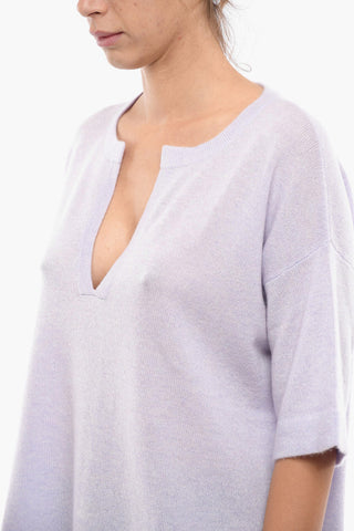 Maglia Collo a V Oversized con Maniche Corte