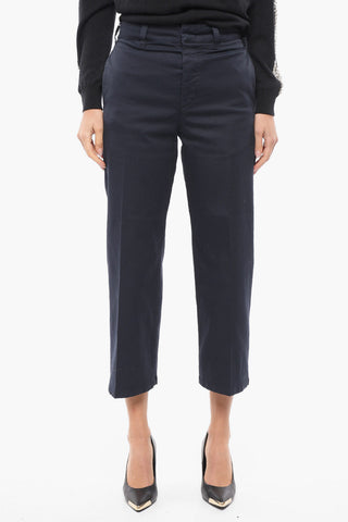 Cropped-Fit Cotton Twill Trousers with Belt Loops