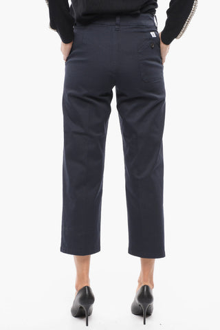 Cropped-Fit Cotton Twill Trousers with Belt Loops