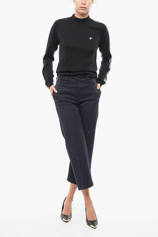 Cropped-Fit Cotton Twill Trousers with Belt Loops