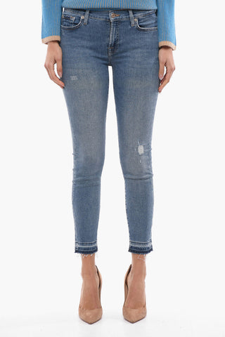 Frayed Hem Skinny Fit Jeans 12cm