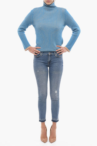 Frayed Hem Skinny Fit Jeans 12cm