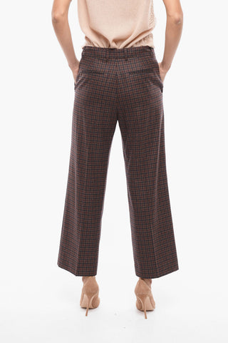 Checkered Pattern Straight Fit Wool Pants