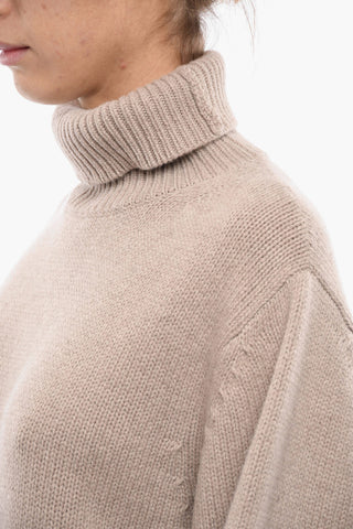 Pullover Oversized a Collo Alto in Misto Cashmere