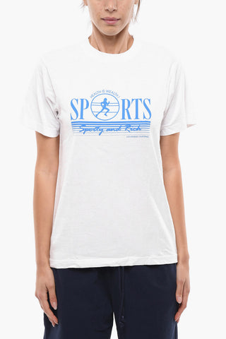 Solid Color Crew-neck T-Shirt with Contrasting Print