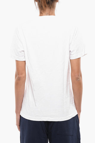 Solid Color Crew-neck T-Shirt with Contrasting Print