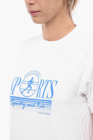 Solid Color Crew-neck T-Shirt with Contrasting Print