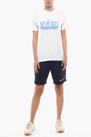 Solid Color Crew-neck T-Shirt with Contrasting Print