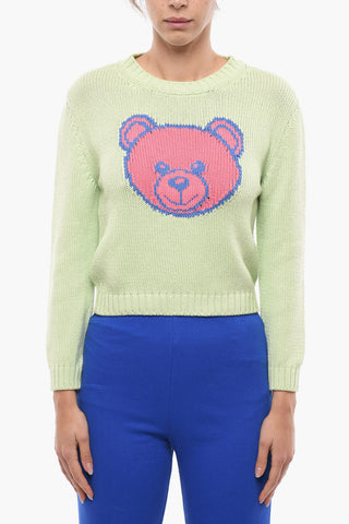 COUTURE! Crew Neck Cotton Sweater with Jacquard Teddy