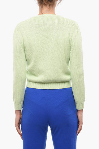 COUTURE! Crew Neck Cotton Sweater with Jacquard Teddy