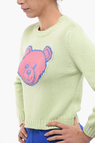 COUTURE! Crew Neck Cotton Sweater with Jacquard Teddy